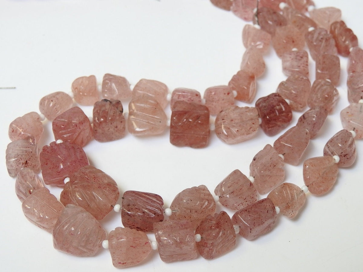 Strawberry Quartz Carving Tumble Nugget For Making Jewelry 16 Inches Strand 12To8MM Wholesaler Supplies Organic Gemstone Craft Supply PMETU5