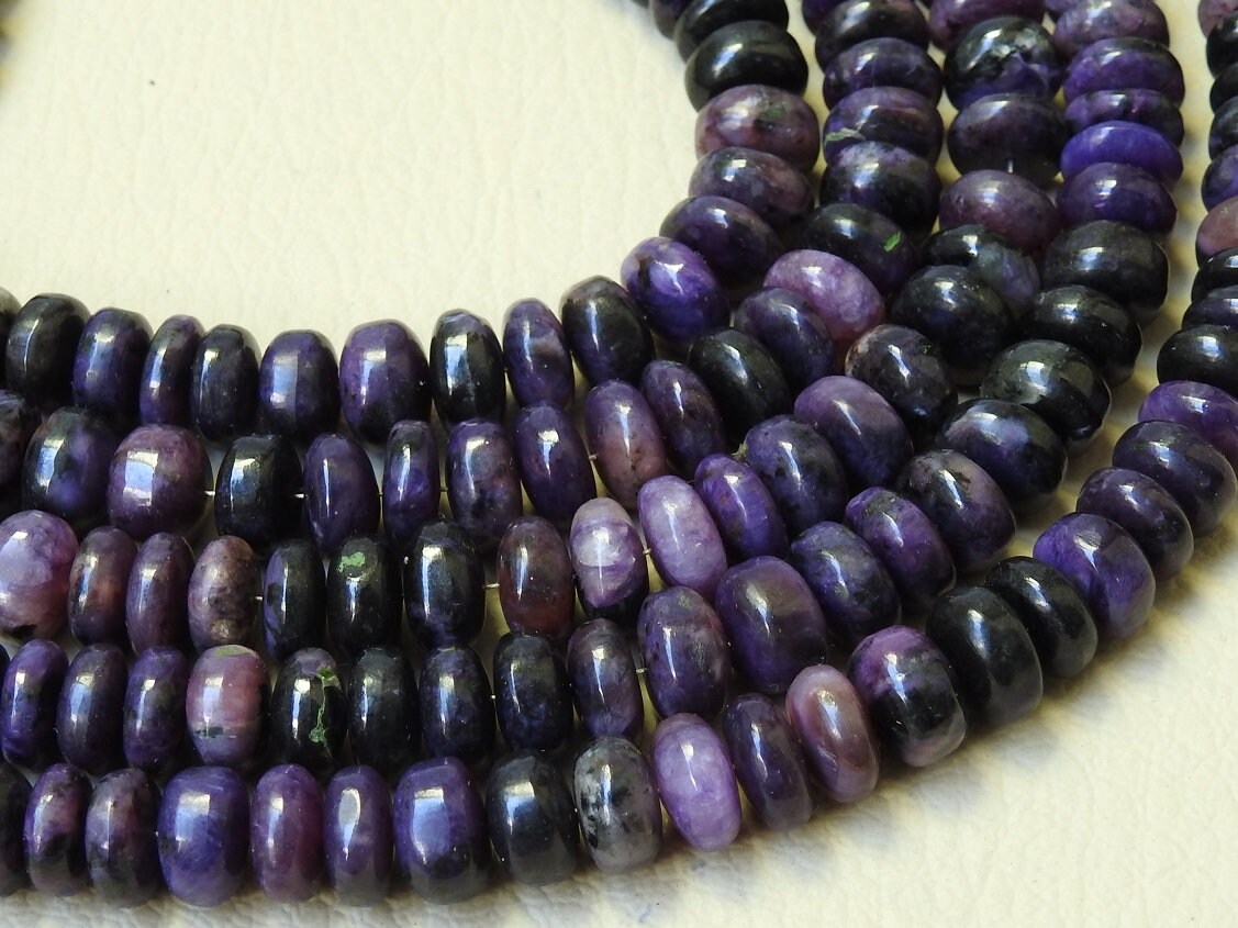 Natural Charoite Beads Multi Shaded Smooth Roundel Strand 8Inches Loose Gemstone Spacer Bead Wholesale Supply for Jewelry Making PME-B7