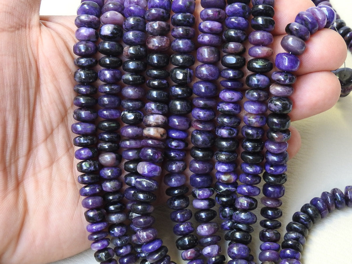 Natural Charoite Beads Multi Shaded Smooth Roundel Strand 8Inches Loose Gemstone Spacer Bead Wholesale Supply for Jewelry Making PME-B7