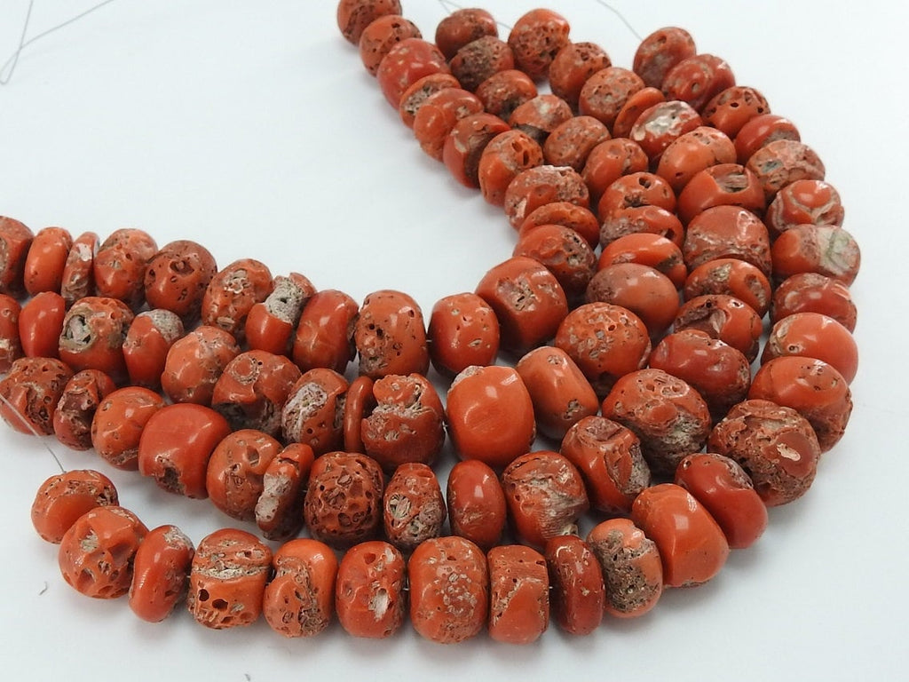 Red Coral Roundel Bead-Smooth Polished-Handmade Stone-8Inch Strand-For Making Jewelry-Natural Stone BK-CR2