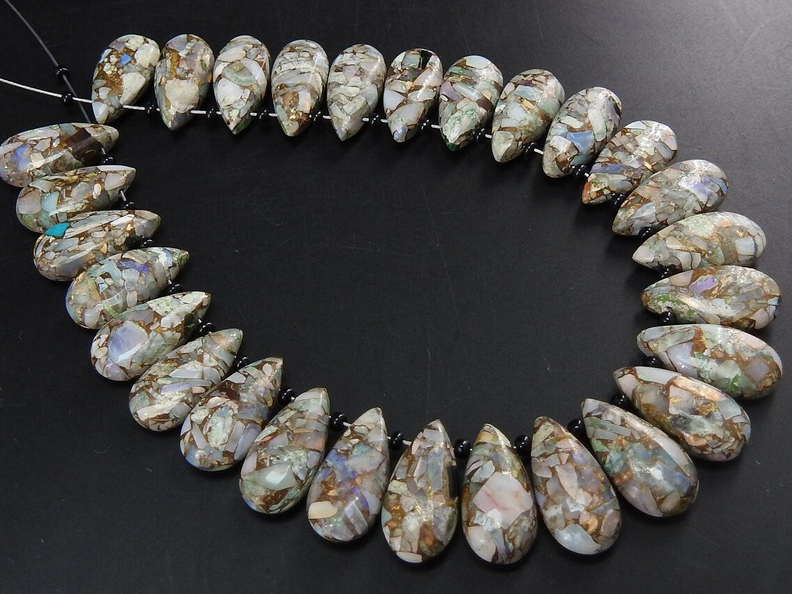 Copper Australian Opal Teardrop Smooth Polished Matching Pair 2 Piece 15X7MM Loose Stone Wholesale Jewelry Making Supplies Craft Findings MS
