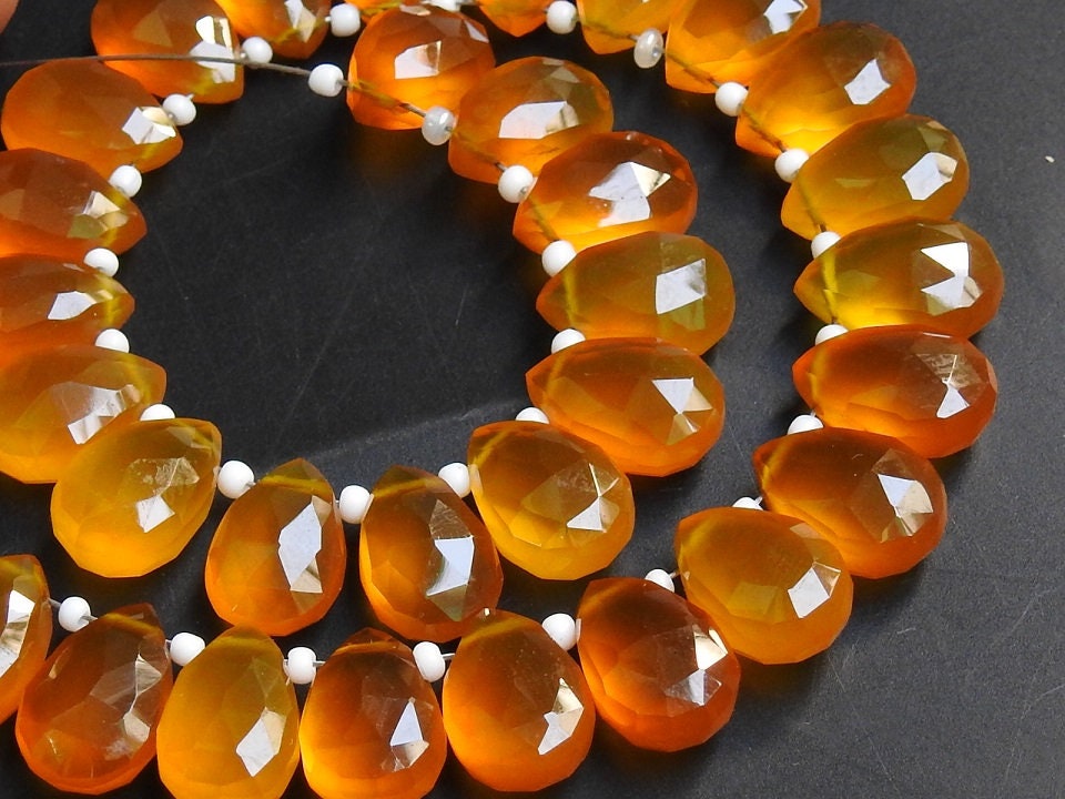 Reserved Yellow Chalcedony Faceted Teardrop 10Piece 12X8MM Drop Handmade For Making Jewelry Wholesaler Supplies New Arrival PME-CY2