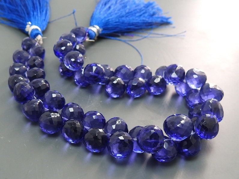 7-8mm Micro Faceted Quartz Onion Beads, 4 Inch Briolette Strand for Jewelry Making, Loose Crystal Wholesale Craft Supplies PME-QB
