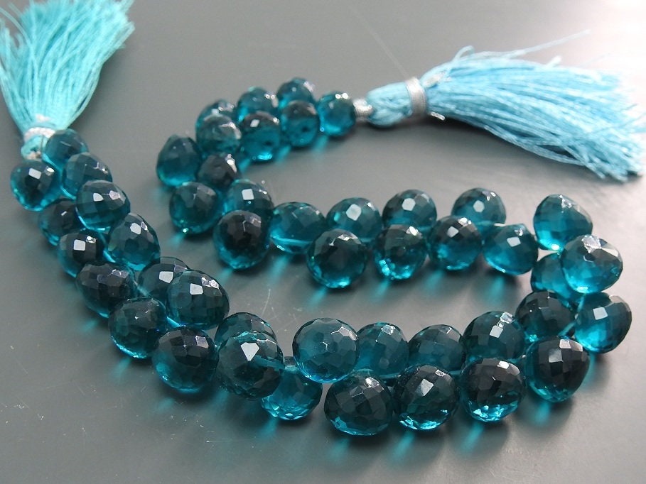 7-8mm Micro Faceted Quartz Onion Beads, 4 Inch Briolette Strand for Jewelry Making, Loose Crystal Wholesale Craft Supplies PME-QB
