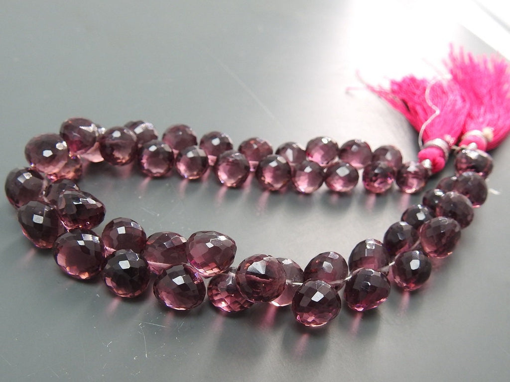7-8mm Micro Faceted Quartz Onion Beads, 4 Inch Briolette Strand for Jewelry Making, Loose Crystal Wholesale Craft Supplies PME-QB
