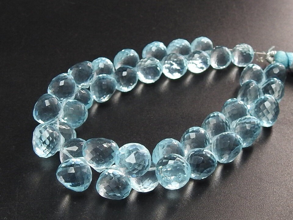 7-8mm Micro Faceted Quartz Onion Beads, 4 Inch Briolette Strand for Jewelry Making, Loose Crystal Wholesale Craft Supplies PME-QB