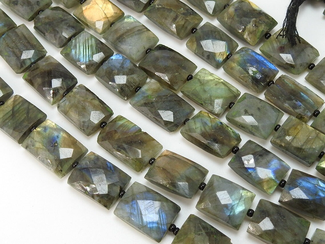 Labradorite Multi Fire Faceted Baguette Bead 10Inches Strand 14x10 To 11x9mm Approx Wholesaler Supplies Natural Stone Flash Gemstone PME-B5