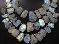 White Rainbow Moonstone Multi Flashy Fire Natural Polished Rough Slice Loose Raw Stone 15Piece Strand 25To12mm Long Approx Gemstone Crystal