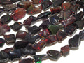 Natural Ethiopian Black Opal Polished Tumble Nuggets | Multi Fire Flash Raw Opal Beads for Jewelry Making | 10x7mm - 7x6mm, 8" Strand MS-EO2
