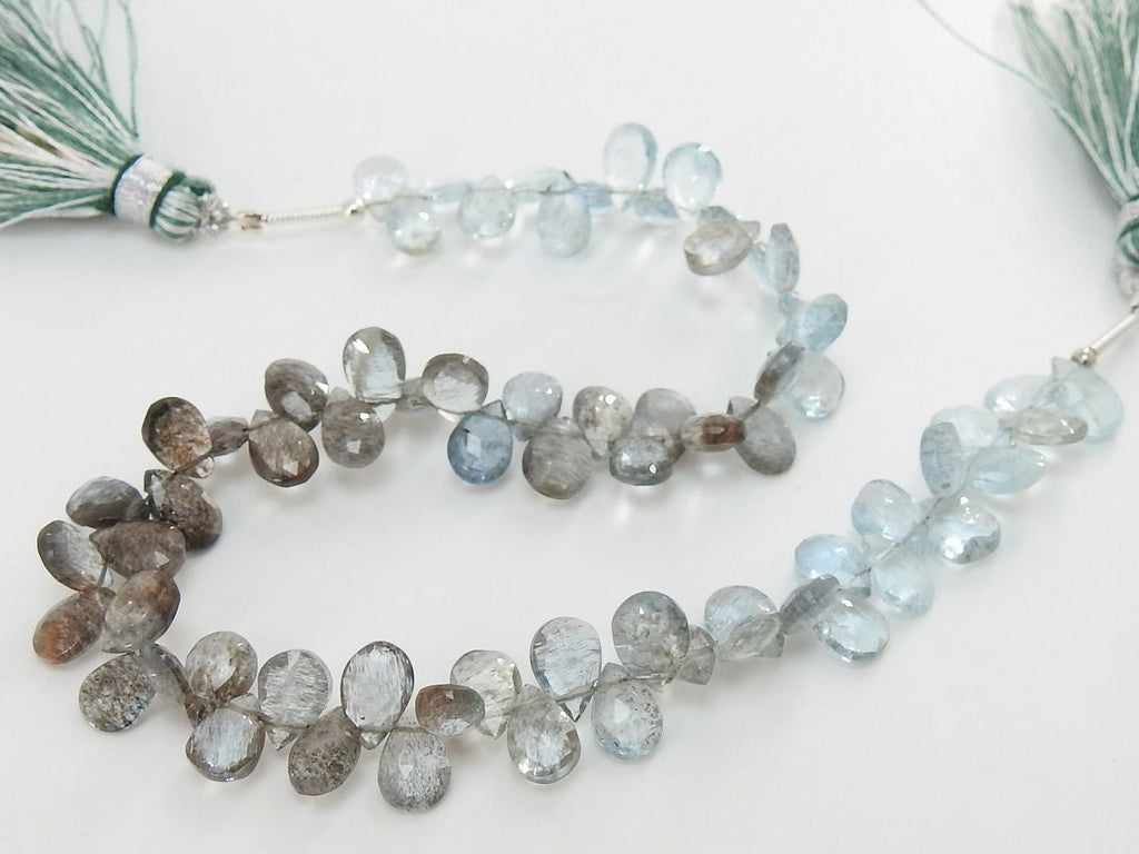 Natural Moss Aquamarine Faceted Teardrop 8Inches Strand 8X5To7X5MM Loose Gemstone Beads For DIY Jewelry Making PME-BR4