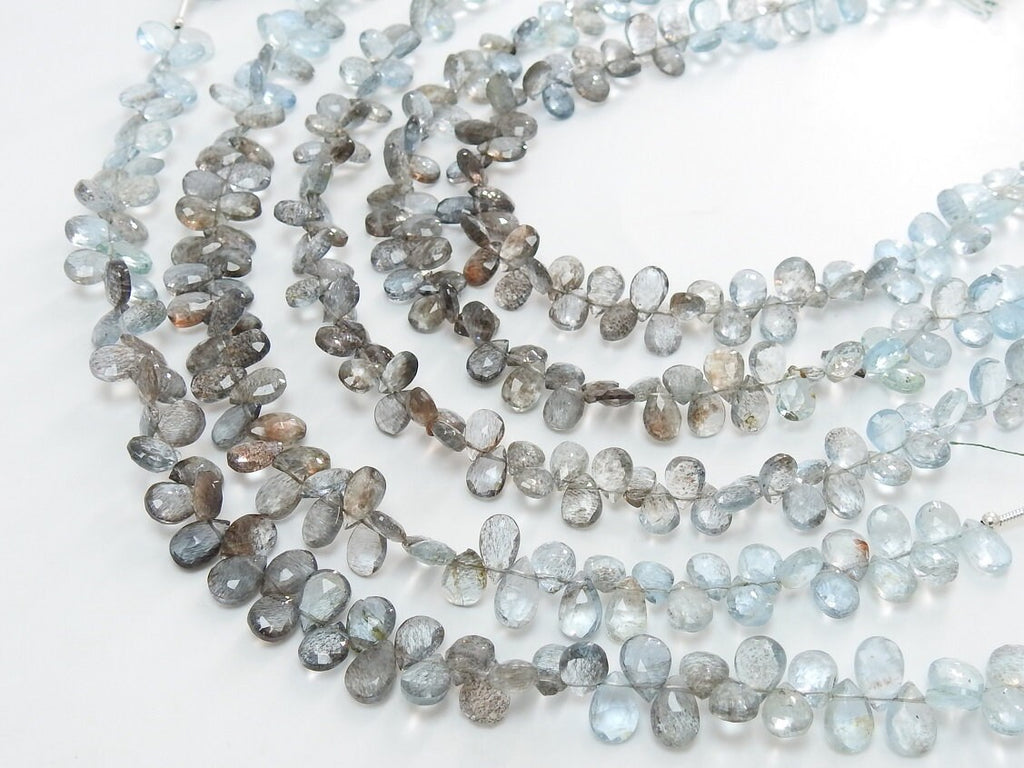 Natural Moss Aquamarine Faceted Teardrop 8Inches Strand 8X5To7X5MM Loose Gemstone Beads For DIY Jewelry Making PME-BR4