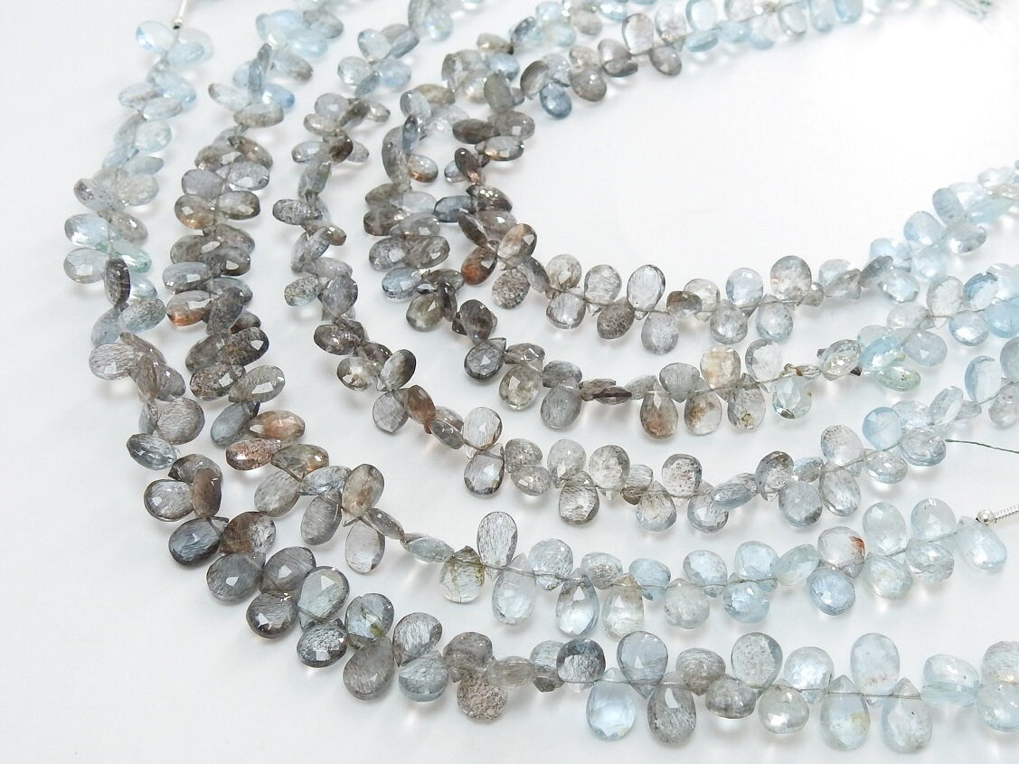 Natural Moss Aquamarine Faceted Teardrop 8Inches Strand 8X5To7X5MM Loose Gemstone Beads For DIY Jewelry Making PME-BR4