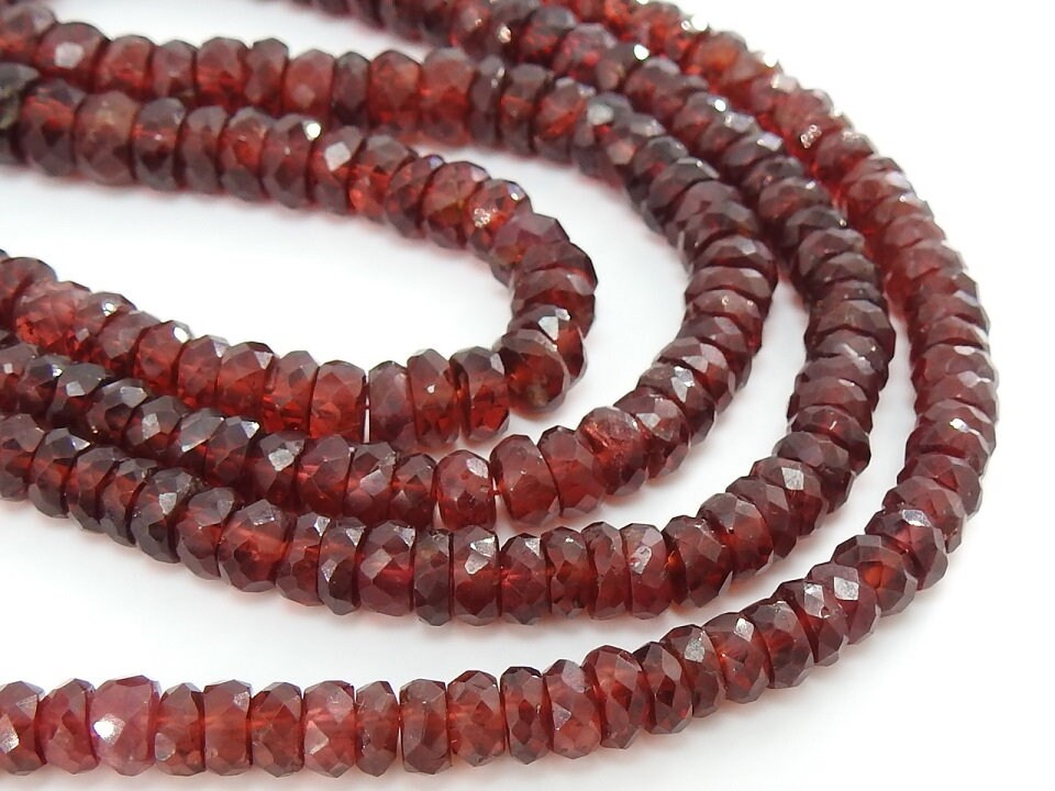 Mozambique Garnet Roundel Beads | Natural Faceted Gemstone 16" Strand for Jewelry Makers | Wholesale Craft Supplies PME-B3
