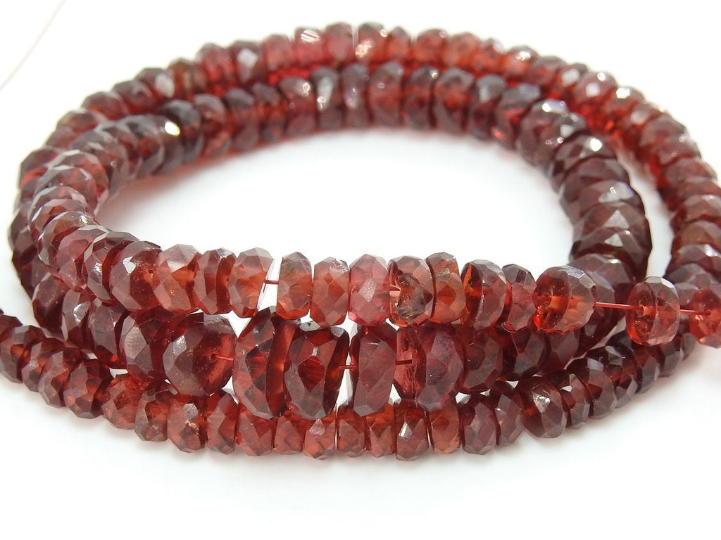 Mozambique Garnet Roundel Beads | Natural Faceted Gemstone 16" Strand for Jewelry Makers | Wholesale Craft Supplies PME-B3