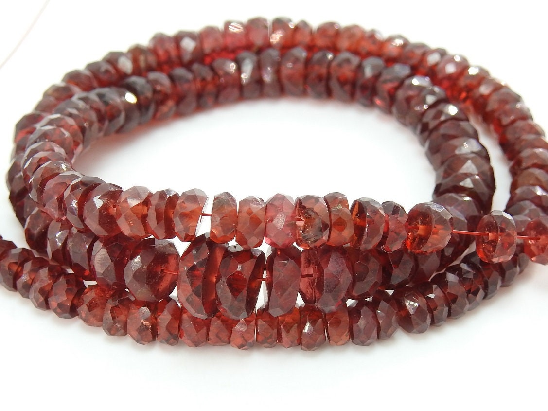 Mozambique Garnet Roundel Beads | Natural Faceted Gemstone 16" Strand for Jewelry Makers | Wholesale Craft Supplies PME-B3