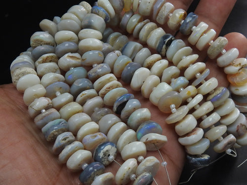 Australian Opal Multi Colors Smooth Coin Button Tire Bead 8Inches Strand Natural Stone Precious Gemstone Fire Rondelle DIY Jewelry Making WM