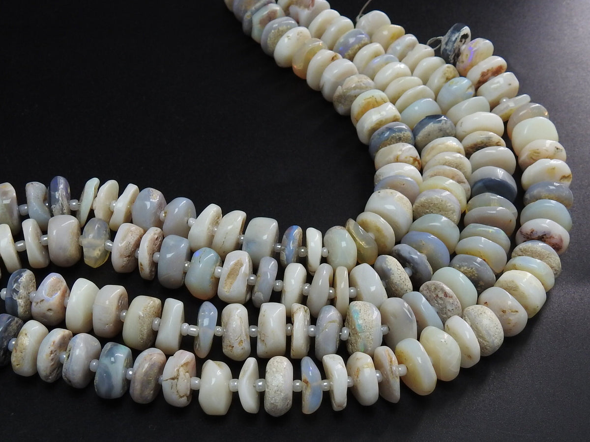 Australian Opal Multi Colors Smooth Coin Button Tire Bead 8Inches Strand Natural Stone Precious Gemstone Fire Rondelle DIY Jewelry Making WM