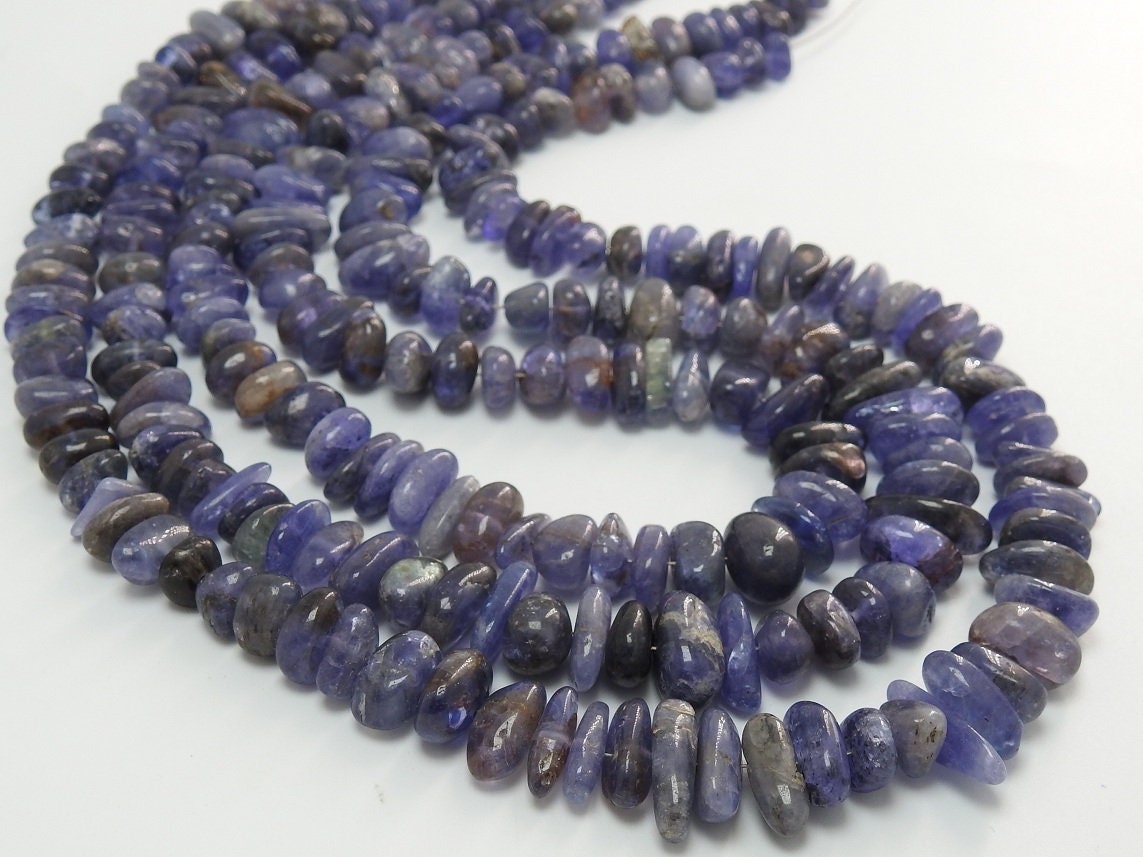 Natural Blue Tanzanite Smooth Tumble Nugget Beads 14 Inch Strand Irregular Shape Handmade Loose Gemstone for DIY Necklace Earring Supplies