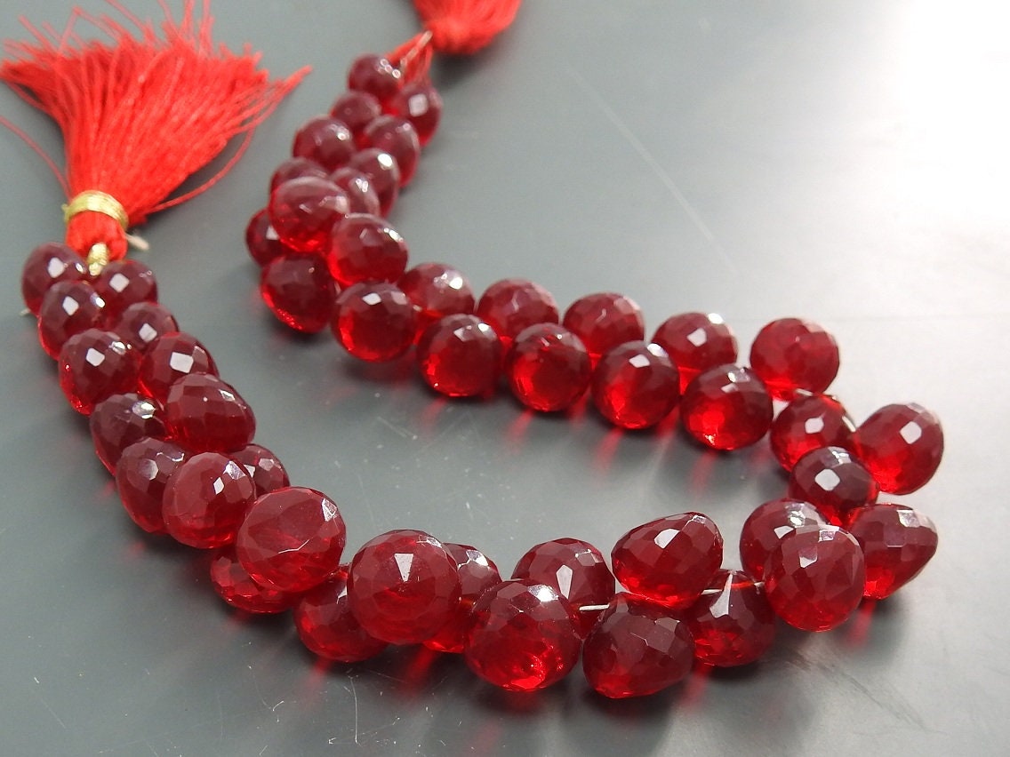 7-8mm Micro Faceted Quartz Onion Beads, 4 Inch Briolette Strand for Jewelry Making, Loose Crystal Wholesale Craft Supplies PME-QB