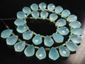 Aqua Blue Chalcedony Faceted Kite Shape Beads 2 Piece 14x10mm Handmade Gemstone Briolette Pair for Custom Jewelry Making PME-CY2
