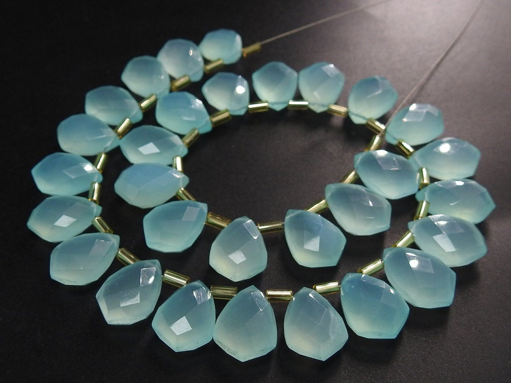 Aqua Blue Chalcedony Faceted Kite Shape Beads 2 Piece 14x10mm Handmade Gemstone Briolette Pair for Custom Jewelry Making PME-CY2