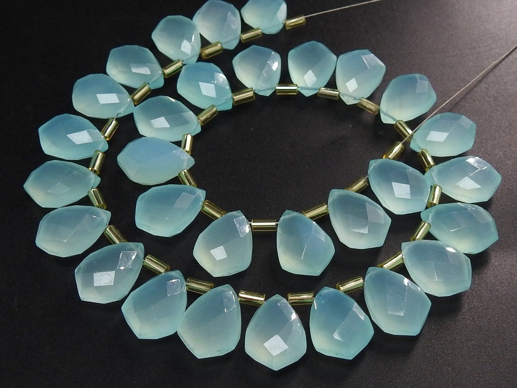 Aqua Blue Chalcedony Faceted Kite Shape Beads 2 Piece 14x10mm Handmade Gemstone Briolette Pair for Custom Jewelry Making PME-CY2