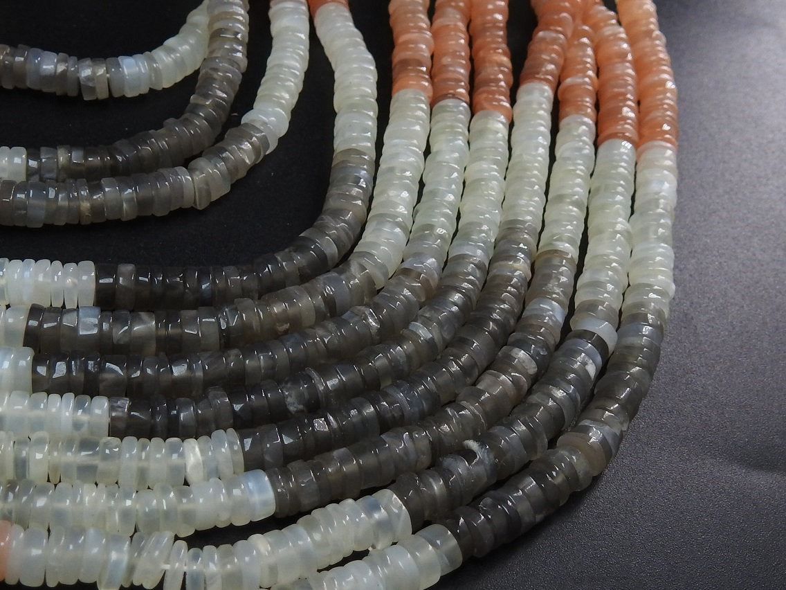 Moonstone Multi Shaded Smooth Tire Bead Coin Button Wheel 16Inches Strand Wholesale Price New Arrival PME-T1