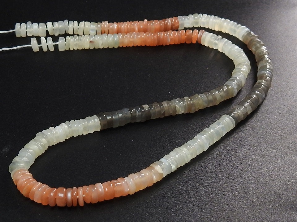 Moonstone Multi Shaded Smooth Tire Bead Coin Button Wheel 16Inches Strand Wholesale Price New Arrival PME-T1