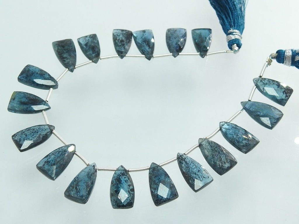 Natural Moss Blue Kyanite Trillion Faceted Gemstone Pair, 15x8mm Matched 2-Piece Set, DIY Earring Designing Wholesale Supplies