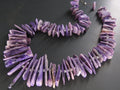 Natural Charoite Rough Stick Beads Matte Polished Raw Nugget 12" Strand 20x10-8x7mm Wholesale Healing Crystal For Necklace R3