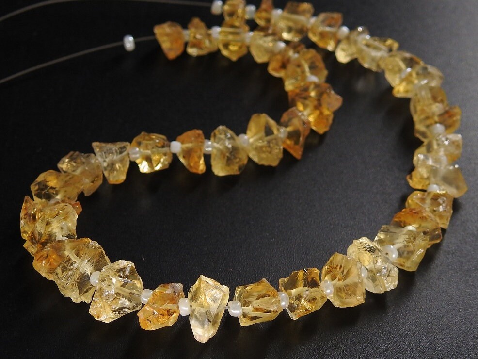 Natural Citrine Rough Chip Beads, Uncut Nugget Loose Raw Crystal Minerals, 9 Inches Strand 10-5MM, Jewelry Making Supply, DIY Craft RB8