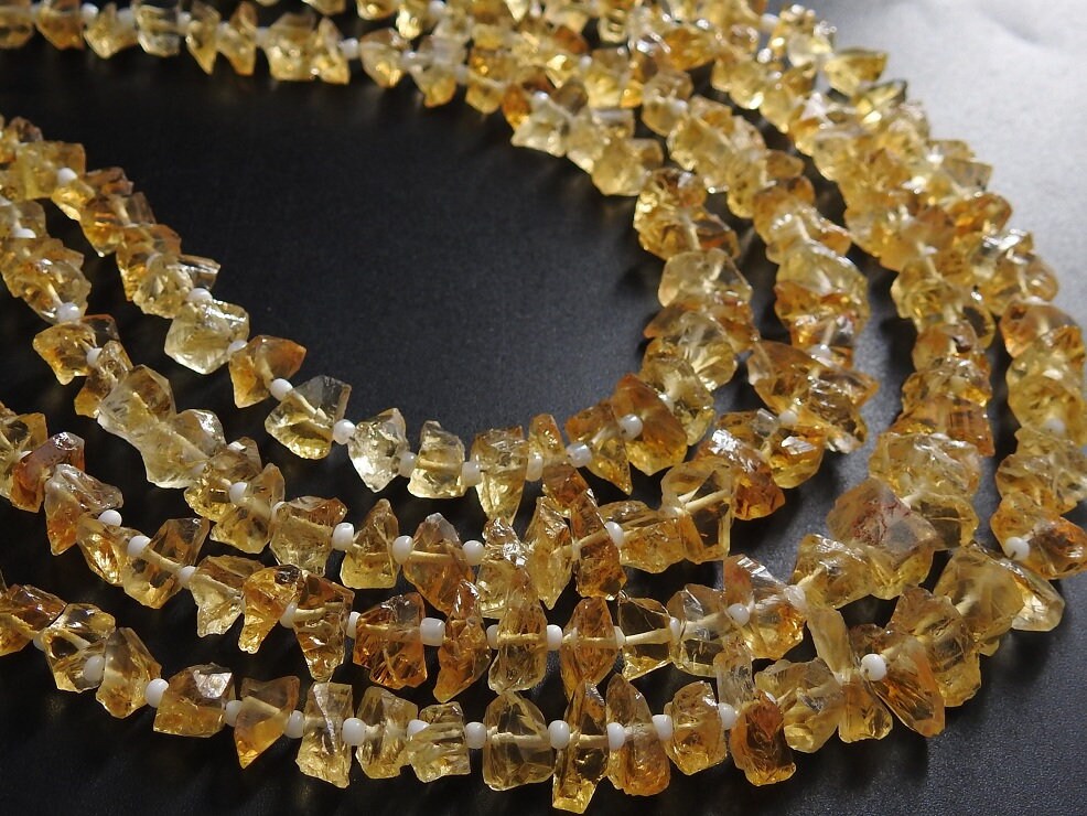 Natural Citrine Rough Chip Beads, Uncut Nugget Loose Raw Crystal Minerals, 9 Inches Strand 10-5MM, Jewelry Making Supply, DIY Craft RB8