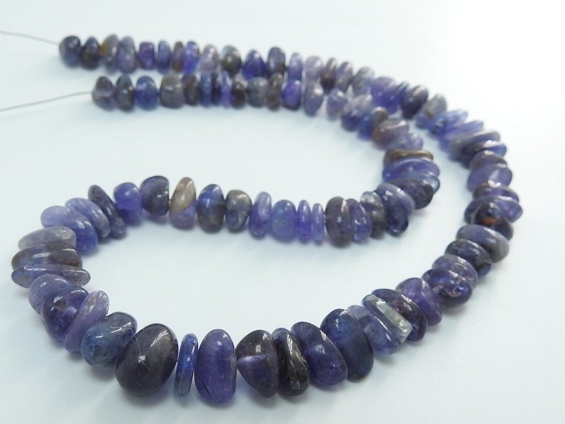 Natural Blue Tanzanite Smooth Tumble Nugget Beads 14 Inch Strand Irregular Shape Handmade Loose Gemstone for DIY Necklace Earring Supplies