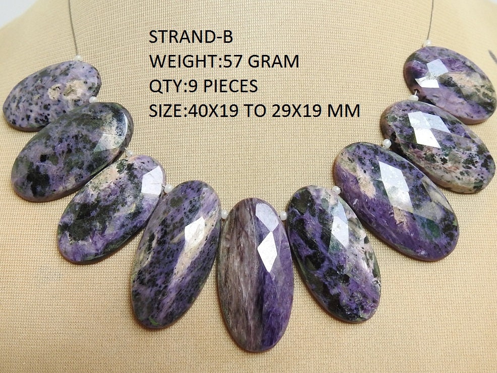 Natural Charoite Faceted Gemstone Beads, Purple Briolette Strand, Side Drilled Loose Stone for Handmade Jewelry Craft Supplies