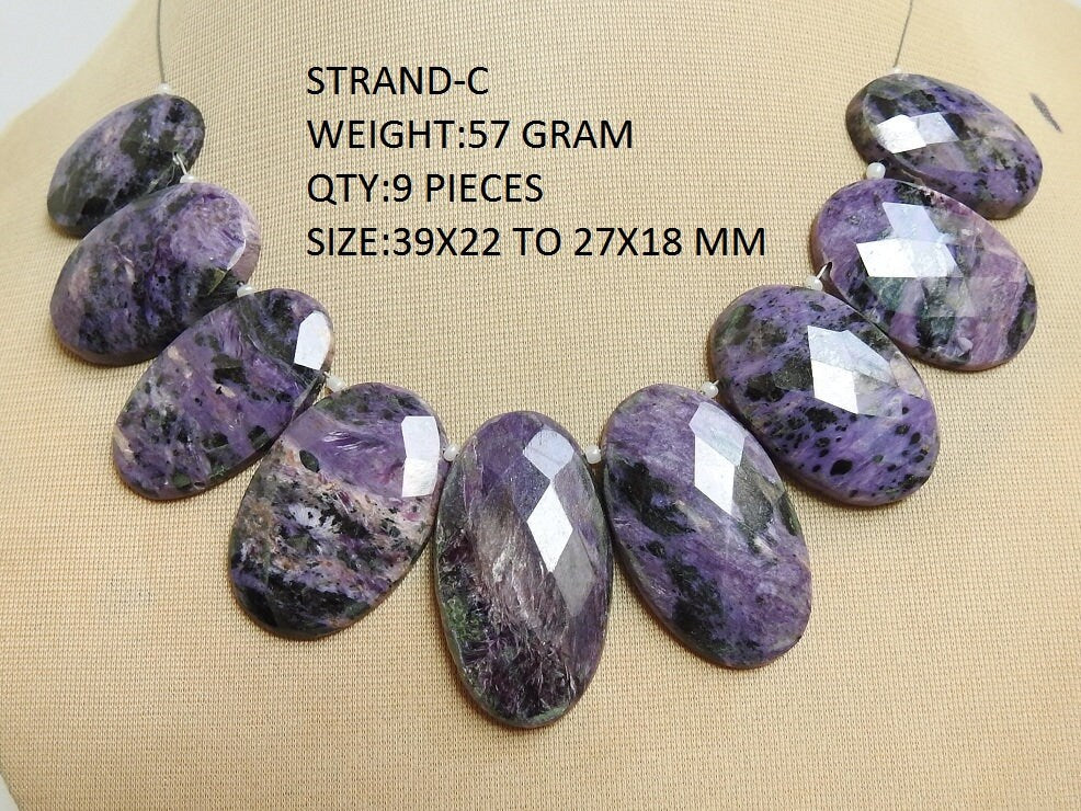 Natural Charoite Faceted Gemstone Beads, Purple Briolette Strand, Side Drilled Loose Stone for Handmade Jewelry Craft Supplies