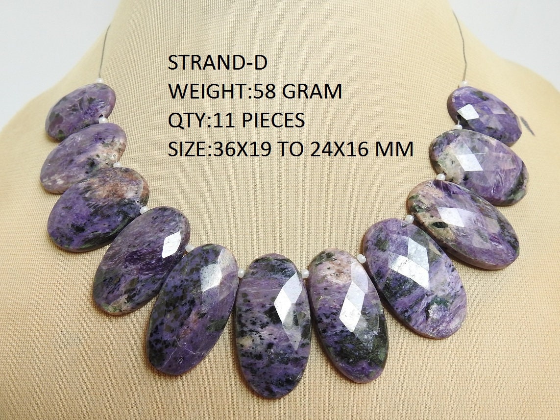 Natural Charoite Faceted Gemstone Beads, Purple Briolette Strand, Side Drilled Loose Stone for Handmade Jewelry Craft Supplies