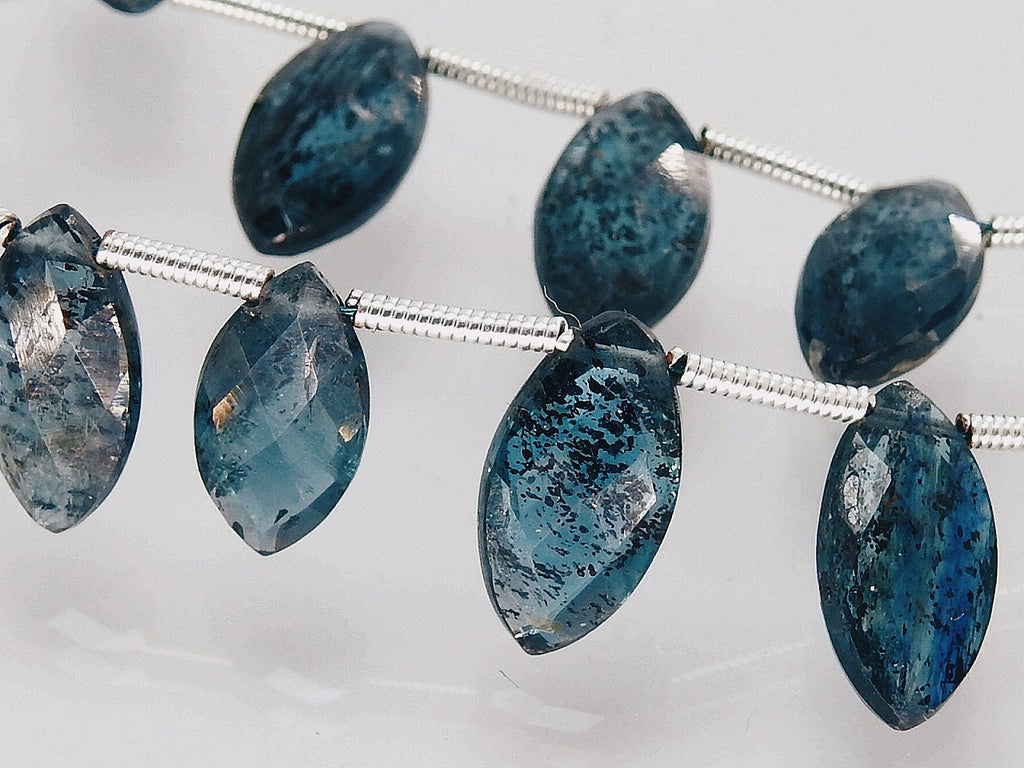 Faceted Moss Kyanite Marquise Briolettes 12x6mm | 2 Piece Loose Gemstones | Green Kyanite Beads For Jewelry Making Supplies