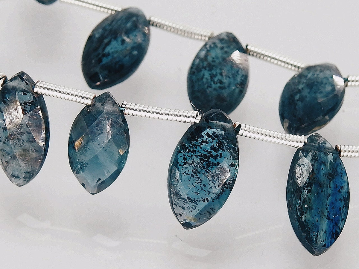 Faceted Moss Kyanite Marquise Briolettes 12x6mm | 2 Piece Loose Gemstones | Green Kyanite Beads For Jewelry Making Supplies