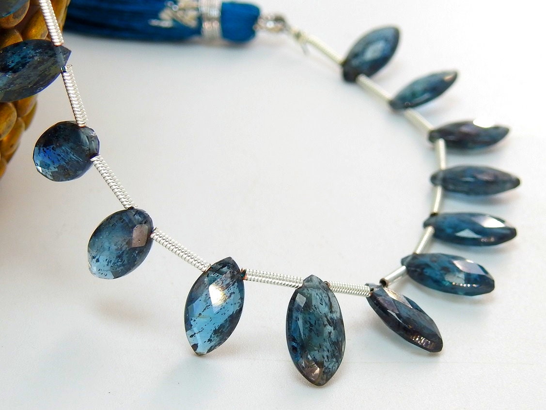 Faceted Moss Kyanite Marquise Briolettes 12x6mm | 2 Piece Loose Gemstones | Green Kyanite Beads For Jewelry Making Supplies