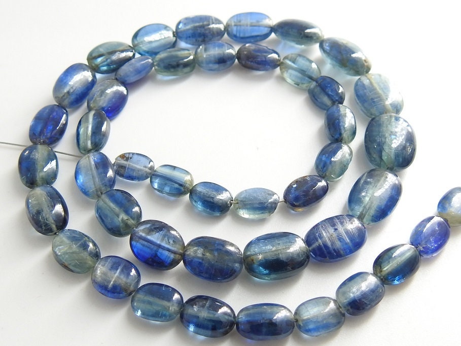 Blue Kyanite Tumble Nuggets-Smooth Polished-Oval Shape-16Inches Strand 11X8To6X5MM Approx-For Making Jewelry-Natural Stone PME-TU1