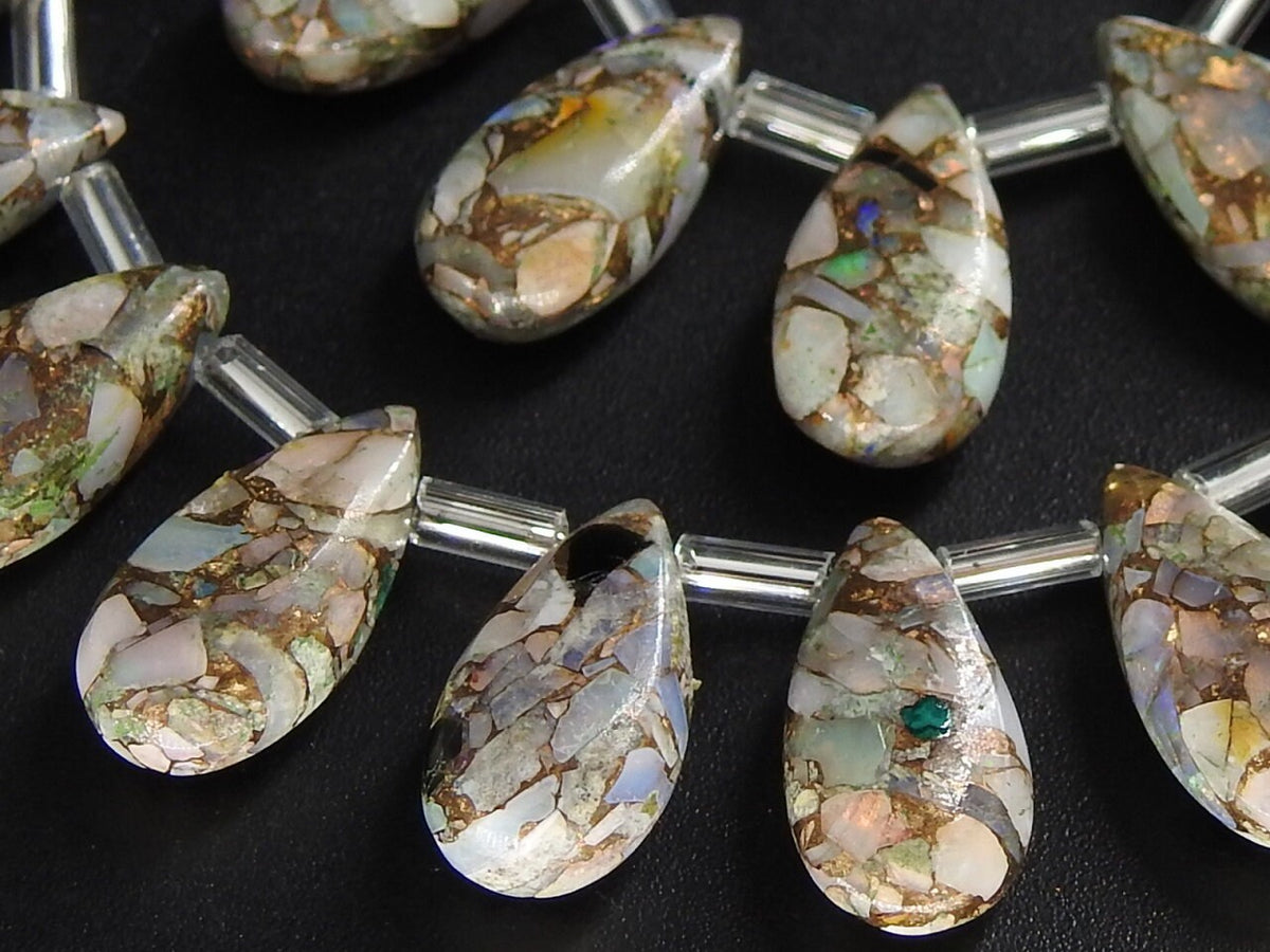 Copper Australian Opal Teardrop Smooth Polished Matching Pair 2 Piece 15X7MM Loose Stone Wholesale Jewelry Making Supplies Craft Findings MS