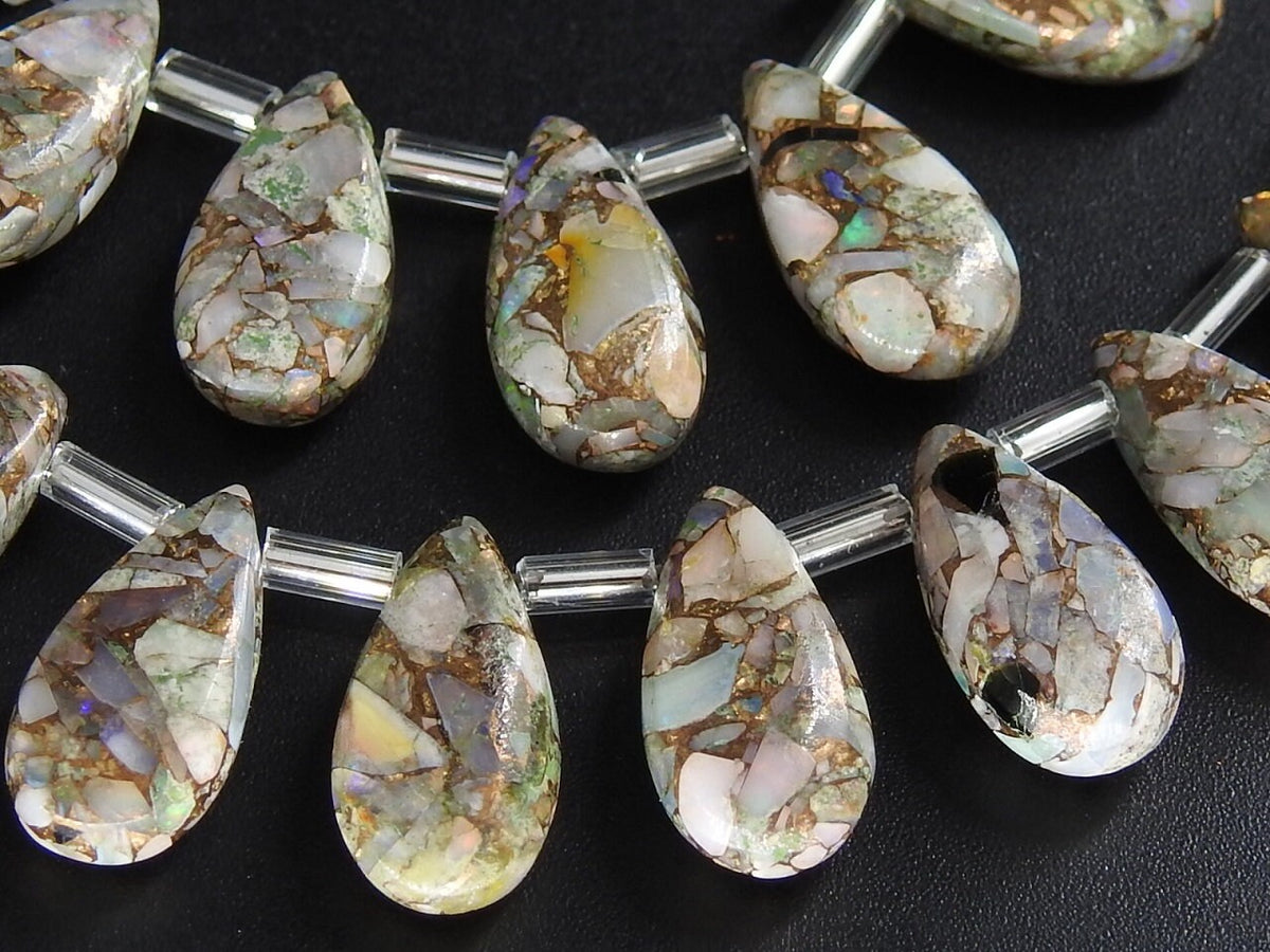 Copper Australian Opal Teardrop Smooth Polished Matching Pair 2 Piece 15X7MM Loose Stone Wholesale Jewelry Making Supplies Craft Findings MS