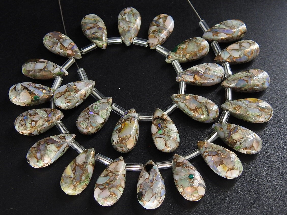 Copper Australian Opal Teardrop Smooth Polished Matching Pair 2 Piece 15X7MM Loose Stone Wholesale Jewelry Making Supplies Craft Findings MS