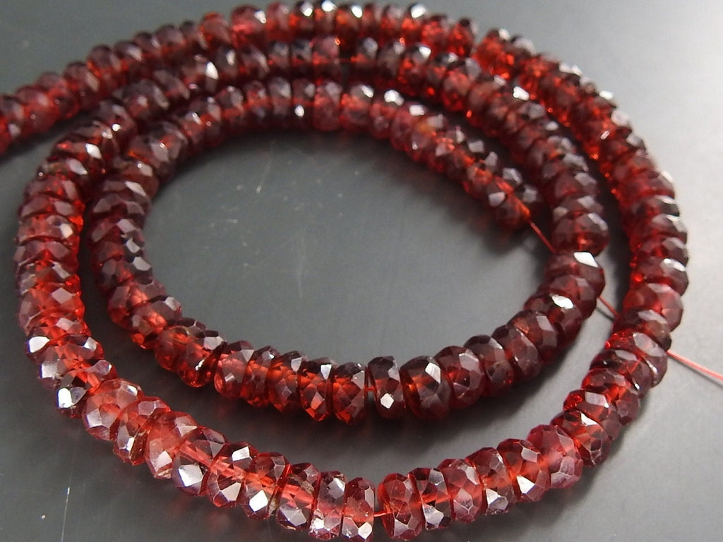 Mozambique Garnet Roundel Beads | Natural Faceted Gemstone 16" Strand for Jewelry Makers | Wholesale Craft Supplies PME-B3