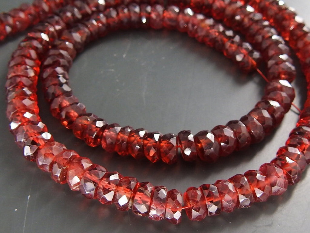 Mozambique Garnet Roundel Beads | Natural Faceted Gemstone 16" Strand for Jewelry Makers | Wholesale Craft Supplies PME-B3