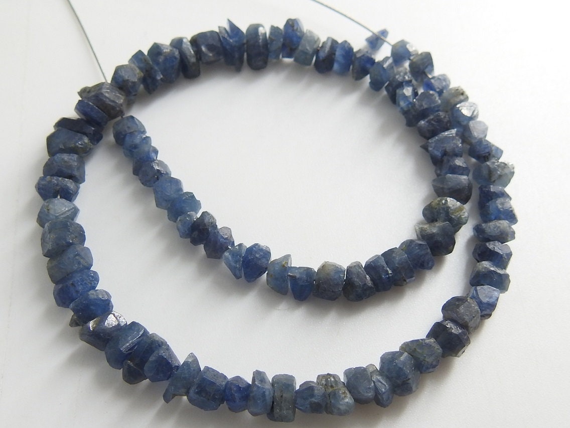Wholesale Natural Blue Sapphire Crystal Rough Beads 9in Strand 3-5mm Loose Raw Gemstone Bead for DIY Jewelry Making Supplies New Arrival