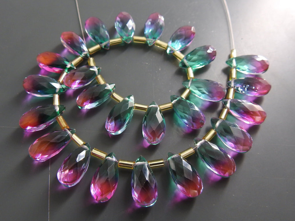 Bi Color Quartz Doublet Beads Faceted Teardrop Shape 10 Piece Lot 15x7mm Handmade Loose Gemstone Wholesale Supply Jewelry Making PMEQC