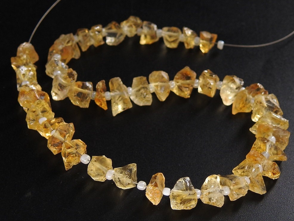 Natural Citrine Rough Chip Beads, Uncut Nugget Loose Raw Crystal Minerals, 9 Inches Strand 10-5MM, Jewelry Making Supply, DIY Craft RB8