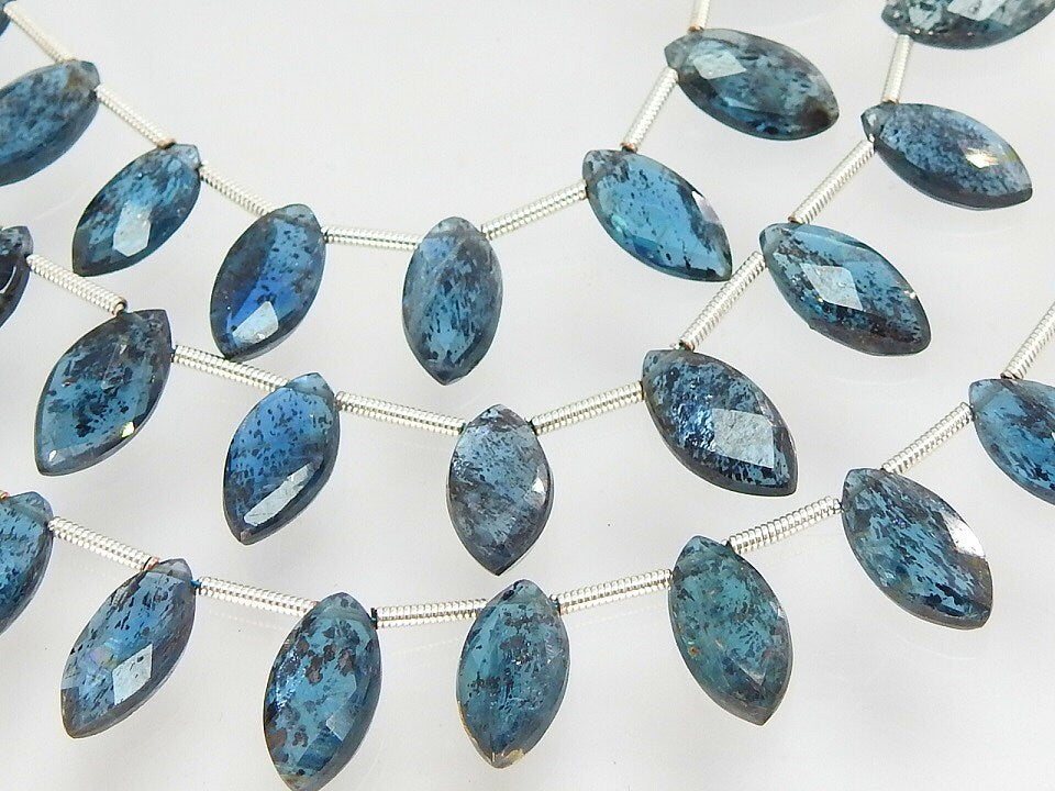 Faceted Moss Kyanite Marquise Briolettes 12x6mm | 2 Piece Loose Gemstones | Green Kyanite Beads For Jewelry Making Supplies