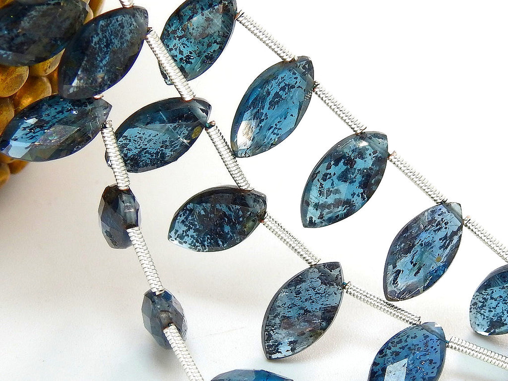 Faceted Moss Kyanite Marquise Briolettes 12x6mm | 2 Piece Loose Gemstones | Green Kyanite Beads For Jewelry Making Supplies